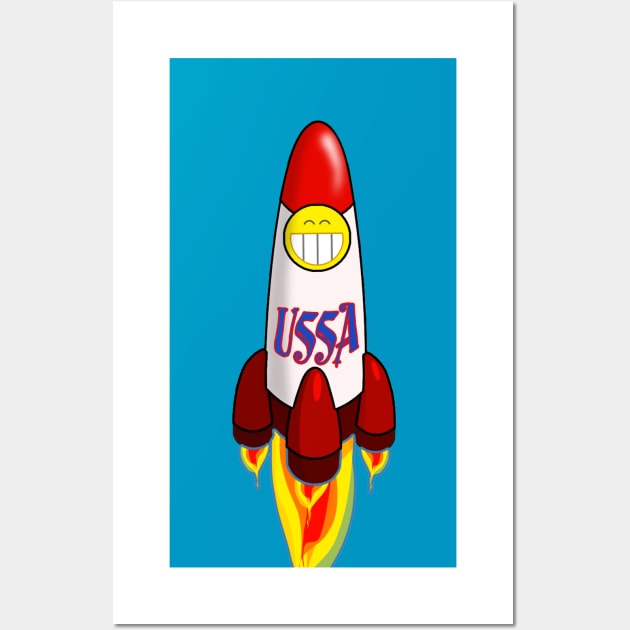 Happy Cartoon Rocket! Wall Art by vivachas